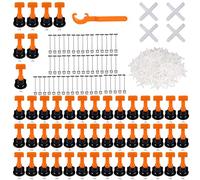 Livellamento Pavimento, 50 Pcs Distanziatori per Piastrelle 1,5 mm, 50 Pcs Aghi in Acciaio, 100 Pcs Distanziatori a Croce per Piastrelle, con 1 Chiave Speciale, per Costruzione, Pavimenti
