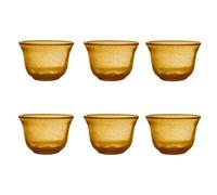 Livellara Coppette in Vetro Soffiato per Gelato, Macedonia, Frutta, Dessert - Set da 6, Colorate, Moderne, Eleganti - Conservano la Temperatura, Facili da Pulire - Colore: Ambra