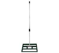 Livellatore per prato, 50 cm x 32 cm, rastrello liuto resistente, leggero, in acciaio zincato, alluminio, verde, con manico estensibile da 1,2 a 1,9 m, facile da impugnare, strumento da giardino per