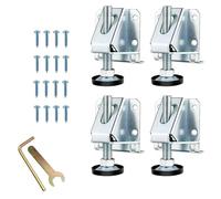 Livellatore regolabile per mobili resistente, 4 pezzi, piedini di livellamento stabili per mobili, con viti, dadi di bloccaggio e chiave per tavoli, scaffali, banchi da lavoro (argento)