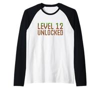 Livello 12 Anno Vecchio Dodicesimo Compleanno Sbloccato videogioco retrò Maglia con Maniche Raglan