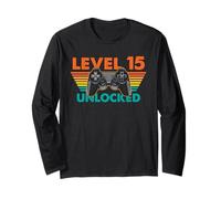 Livello 15 Sbloccato Gamer Compleanno Retro Controller Maglia a Manica