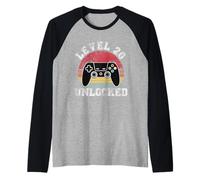 Livello 20 Sbloccato Retro 20 ° Compleanno Video Gamer Uomini Donne Maglia con Maniche Raglan