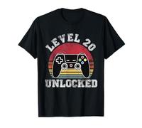 Livello 20 Sbloccato Retro 20 ° Compleanno Video Gamer Uomini Donne Maglietta