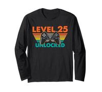 Livello 25 Sbloccato Gamer Compleanno Retro Controller Maglia a Manica