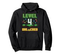 Livello 4 Sbloccato Pixel Gamer 4 ° Compleanno Gaming Ragazzi Bambini Felpa con Cappuccio