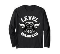 Livello 40 Sbloccato 40 Compleanno Gaming 40 Compleanno Gamer Maglia a Manica