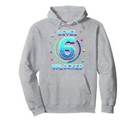 Livello 6 Sbloccato Retro Gaming Achievement Felpa con Cappuccio, Unisex per Adulti, Grigio Melange, L