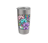 Livello al quarto grado Retro Checkered Gaming Design Quarto Bicchiere termico in acciaio inox doppia parete