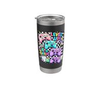 Livello al quarto grado Retro Checkered Gaming Design Quarto Bicchiere termico in acciaio inox doppia parete