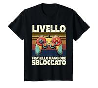 Livello Fratello Maggiore 2025 Sbloccato Annuncio Fratello Maglietta, Bambini, Nero, 6 Anni