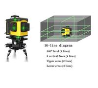 Livello laser Autolivellante 16 linea, Livella laser verde 3d con treppiede 360