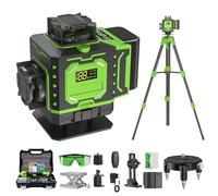 Livello Laser Cantiere Autolivellante 360° x 4 Con Treppiede, Lazer Livelli 4D 16 Linee Laser, Modalità Impulso Esterno, 2 x Batteria, Livellamento Automatico, Supporto Rotante, Telecomando