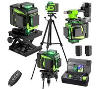 Livello Laser Cantiere Autolivellante 360° x 4, Lazer Livelli 4D 16 Linee Laser con treppiede, Autolivellante e Modalità Pulsata Esterna, 2 x Batteria, Livellamento Automatico, Supporto Rotante