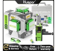 Livello laser professionale Huepar a 12 linee con rilevatore ad alta precisione ±2mm 3x360 ° Strumenti laser a linee incrociate e batteria agli ioni di litio da 8000 mAh Level with Detector