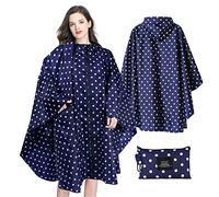 Lively Life Poncho Pioggia Impermeabile per Adulti, Multiuso Mantella Antipioggia con Cappuccio Packable Telo Riparo a Terra Foglio Ideale per Campeggio all'aperto Pesca - Punti Blu