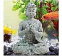 livelyfish Acquario Statua di Buddha Piccolo Antico Meditazione Buddah Figurine Serbatoio di Pesce Buda Decorazione Giapponese Zen Ornamenti Arenaria Seduto Buddha Paesaggio Subacqueo Decor, A