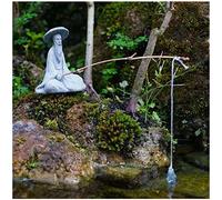 livelyfish Mini statua da pescatore per acquario, decorazione zen asiatica seduta, statuette da pesca in arenaria, ornamento vintage per acquario, vaso da giardino, decorazione giapponese, B