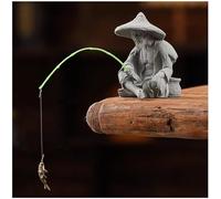 livelyfish Statua di pescatore asiatico per acquario, decorazione zen seduta, in arenaria, vintage, decorazione per acquario, vaso, giardino, casa, decorazione giapponese (C2)