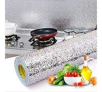 Livelynine 40CMX10M Adesivo da Cucina a Prova di Olio, Carta Adesiva per Cucina Foglio di Alluminio Carta Adesiva Lavabile Rivestimento Cucina Impermeabile Paraschizzi Cucina Resistente al Calore