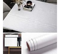 Livelynine 40CMX5M Carta Adesiva Mobili Legno Bianco Adesivi per Mobili Decorativi Carta Plastificata Adesiva Cucina Lavabile Pellicola Adesiva Cucina Top, Tavolo, Armadi, Piano da Lavoro, Guardaroba