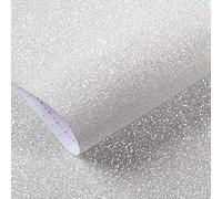 Livelynine 40CMX5M Carta da Parati Glitter Adesiva Glitterata Carta Adesiva per Mobili Fantasia Cameretta Armadio Bambini Pellicole Adesive Colorate Argento Glitter PVC Adesivo per Decorazioni Moderna