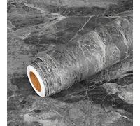 Livelynine 40CMX5M Pellicola Adesiva Anthracite Carta Adesiva Cemento Scuro Carta da Parati Adesiva per Mobili Scrivania Tavolo Top Cucina Adesivo Vintage Effetto Cemento Grigio Granito Fantasia PVC