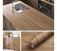 Livelynine Carta Adesiva per Mobili Legno Marrone Chiaro Pellicola Adesiva per Mobili Legno Naturale Rivestimento Adesivo Mobilis Cucina Top Armadio Scrivania Carta da Parati Effetto Legni 40CMx2M