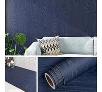 Livelynine Carta da Parati Adesiva Muro Effetto Legno Blu 40CMx5M Carta Parati Adesiva Muro Salotto Lavabile Carta Adesiva per Mobili Legno Rotolo Adesivo per Mobili Piano Cucina Top Armadio Scrivania