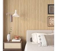 Livelynine Pannelli Decorativi per Pareti Interne Legno Listelli 3D Marrone 60CMx3M Pannello Decorativo Parete Adesivo Camera Letto Soggiorno Rivestimento Parete Legno Naturale Pannelli Murali Ufficio