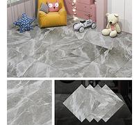 Livelynine Pavimento PVC Adesivo Bagno Piastrelle Adesive Pavimento 30x30 Mattonelle Pavimento Interno Pavimento Adesivo Marmo Grigio Linoleum Pavimento Moderne per Cucina Stanza Camera, 4 Piastrelle