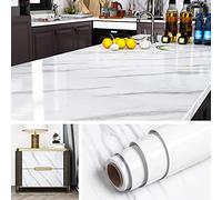 Livelynine Pellicola Marmo per Tavolo Scrivania 60 CM x 5M Carta Adesiva per Mobili Grigio e Bianca Piano da Lavoro Top Cucina Laminato Pellicola Adesiva per Cucina Armadio Carta Autoadesiva in Vinile
