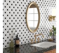 Livelynine Piastrelle Adesive Bagno 3D Bianco Esagono Piastrelle Adesive Cucina 30x30 16-Pezzi Lavabile Mattonelle Adesiva Bagno Bianche e Nere Paraschizzi Cucina Adesivo Piastrelles Adesivi Muro