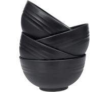 LIVELYPET Set di 4 ciotole infrangibili per cereali, in plastica, lavabili in lavastoviglie e microonde, facili da riutilizzare, per zuppa di spaghetti di riso, insalata, frutta (nero)