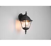 LIVENZA APPLIQUE DA ESTERNO DOWN 4 LATI FUSIONE DI ALLUMINIO NERA E VETRO TRASPARENTE H. 33CM IP44 1 LUCE ATTACCO E27