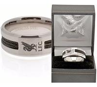 Liverpool FC Acciaio Inox Nero Inserto Fedina Misura R U X IN Lfc Regalo Scatola