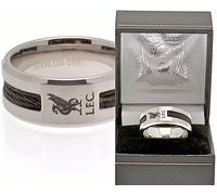 Liverpool FC Acciaio Inox Nero Inserto Fedina Misura R U X IN Lfc Regalo Scatola