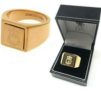 Liverpool FC Autorizzato Placcato Oro Crest Sigillo Anello IN Confezione Regalo