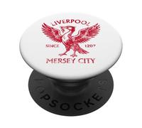 Liverpool Mersey City Since 1207 - Stampa di uccello invecchiato, colore: Rosso PopSockets PopGrip Adesivo