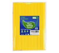 Lives on Green, cannucce di carta gialle solide monouso, 19,7 cm, 100 pezzi - per bevande, compleanno, festa, artigianato fai da te