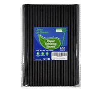 Lives on Green Cannucce di carta usa e getta nere - 100 pezzi, 19,7 x 0,6 cm - per cocktail, caffè, bevande, bar, ristoranti