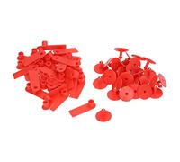 Livestock Ear Tag, Animal Identification Label for Cattle Sheep Pigs, Handwritable Red PP Ear Marker with Pins, Durable and Easy to Read from Distance, 100 Set for Farm Herd