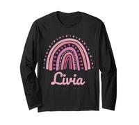 Livia Nome Personalizzato Divertente Donne Rosa Arcobaleno Livia Maglia a Manica