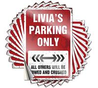 Livia's Parking Only - Adesivi per camera da letto, per camera da letto, bagno, stile occidentale, 6 x 9 cm