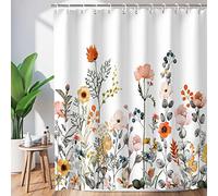 LIVILAN Set di tende da doccia in tessuto floreale con 12 ganci, tenda da bagno decorativa ad acquerello, accessori moderni per il bagno, lavabile in lavatrice, 182,9 x 213,4 cm
