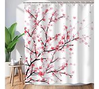 LIVILAN Tenda da bagno con ganci in fiore di ciliegio con fiori rosa, tenda da doccia in tessuto Sakura, tenda da bagno decorativa per bagno lavabile in lavatrice, 182,9 cm x 183,9 cm