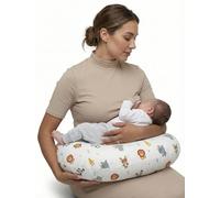 LivinEase Cuscino per Allattamento per Allattamento al Seno e con Biberon - Cuscino per Alimentazione Neonato 100% Cotone Certificato OEKO-TEX con Fodera Lavabile - Perfetto per il Tummy Time (Jungle)