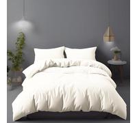 LivinEase Set Copripiumino Matrimoniale 240x220 CM con 2 Federe 65x65 CM in Microfibra Ultra Morbida, Ipoallergenico e Traspirante, Facile da Lavare, Crema Monocromatico, Design Elegante e Moderno