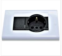 Living Classica Placca compatibile più Supporto 3 posti Bianca e presa schuko