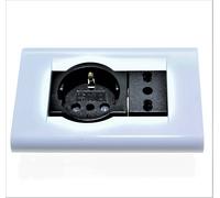 Living Classica Placca compatibile più Supporto e presa schuko + bipresa bianca